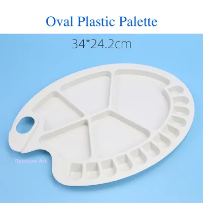 Oval Plastic Palette 17 Wells Painting Palette Tray 34x24CM