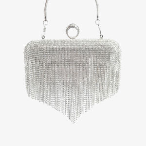 Tassel Rhinestone Bag Dinner Clutch Diamond Bag Textured Handheld Evening Bag for Women