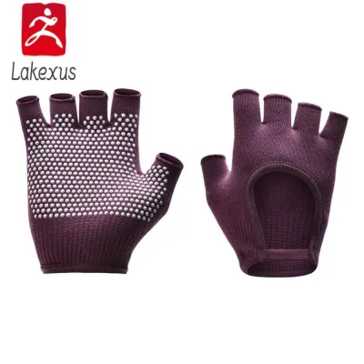 Lakexus 1Pair Womens Half-Finger Bare Back Yoga Gloves Non-Slip Breathable Fitness Cycling Pilates Cotton Gloves
