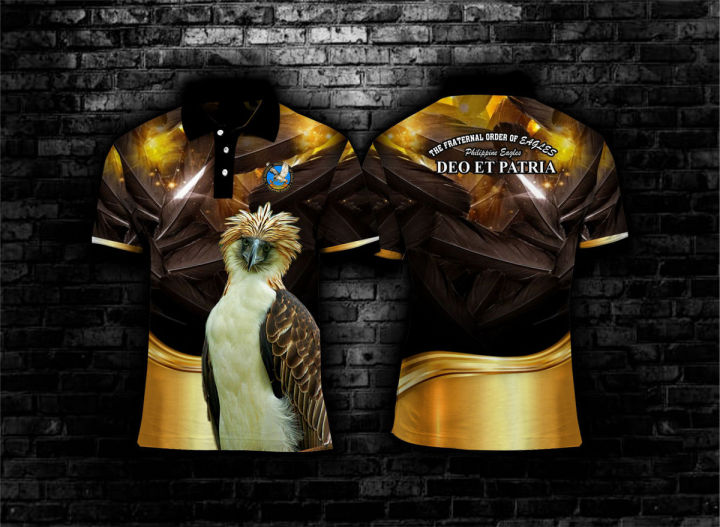 Sublimation Black And Yellow Gold Shirt 2022 NEW EAGLES GOLD POLO