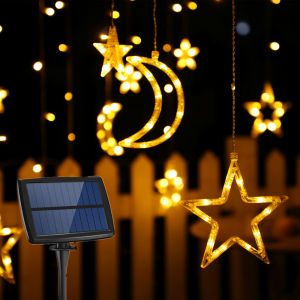 JeeYee Solar Lights For Garden Decoration Garland Star String Lights With Remote Control Solar LED Moon Star Lamp Waterproof Christmas