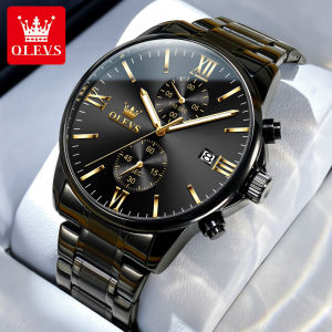 OLEVS Minimalist Design Multifunction Chronograph Watch For Men Original Waterproof Luminous Calendar Stainless steel strap / Milanese steel strap