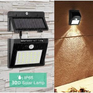 Lampu solar dalam rumah lampu solar luar rumah waterproof LED solar light motion sensor light 30 LEDs wall lamp with 2.5meter extension wire 太阳能led灯户外室内均可(Solar Steet Wall Lamp)