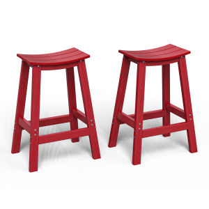 Nevilywood 2 Pack HDPE Outdoor Bar Stools Curved Saddle Seat with Footrest All Weather Salt Spray Resistant Maintenance-Free Barstools for Yard Pool Seaside