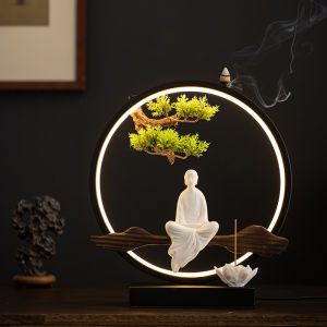 Đèn Thác Trầm Sen Trắng Thập Lý Đào Hoa Trang Trí Phòng Làm Việc Phòng Ngủ Phong Thủy