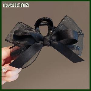 RAZIE BIN Black Mesh Bow Hair Claws Clip Large Shark Claw Hair Clips Bowknot Hairpin Barrettes For Ponytail Women Hair Accessories