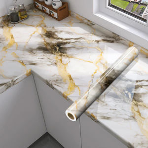 COD berkualitas tinggi Tahan air dan tahan minyak Wallpaper perekat diri/Wallpaper renovasi furnitur/Wallpaper asrama kamar tidur dapur ruang tamu yang dapat dilepas/kertas kontak marmer putih/Bisa dikupas dan ditempel