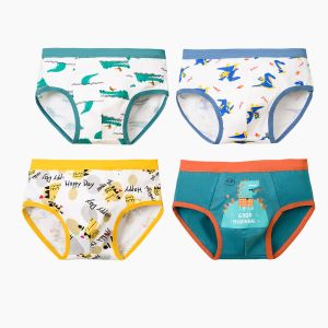 Magic Selection 1-11Y 4PCS Kids Underwear Pure Cotton Breathable Cartoon Dinosaur Briefs for Boys