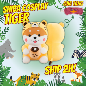 Thú nhồi bông shiba cosplay hổ ôm trà sữa - Size từ 40cm đến 55cm - Quà tặng shiba ôm trà sữa nhồi bông êm mịn dễ thương - Gối ôm mềm mịn cho bé