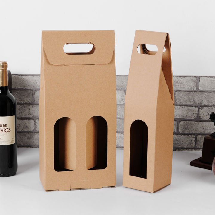 EcoFriendly Recyclable Thick Kraft Paper Wine Single or Double Bottle