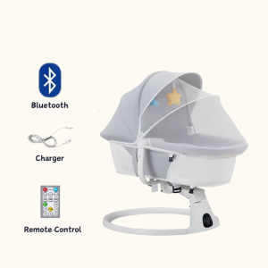 Baby Electric Rocking Chair With Anti-mosquito Smart Bluetooth Remote Control Comfort Music Cradle for NewBorn Adjustable Rocking Swing Cirb