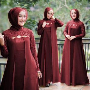 GAMIS HELEN / BRUKAT MEWAH / BAJU LEBARAN / GAUN PESTA / PAKAIAN WANITA / BUSANA MUSLIM