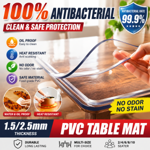 👍2.5mm thickness👍  PVC Table Mat Cover Transparent   PVC Table Mat Antibacterial rate 99.99% Waterproof Clear Oil proof Waterproof Plastic Table Cover Clear Protective Table Pad PVC transparent Table Cover  PVC桌垫