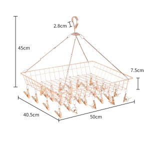 Aluminum Square Sock & Towel Drying Basket with Steel Clips 32 Clips 3 Colors Space-Saving