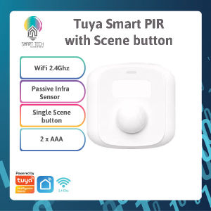 (Local Stock) Tuya WiFi Smart PIR Passive Infra with Single Scene Button Human movement detector motion sensor Smartlife AAA battery consumption