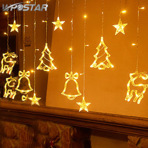 138 Leds Elk Bell Deer Star Curtain String Fairy Light for Indoor Outdoor Holiday Wedding Party Christmas Decor