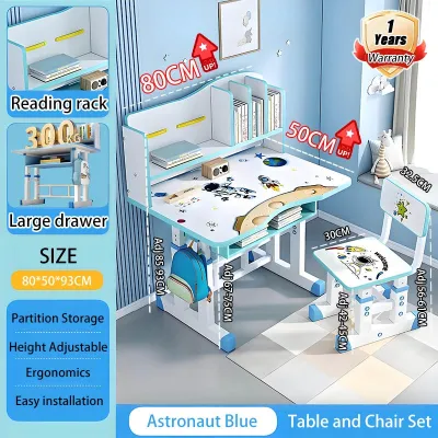 NAIJIA Adjustable Kids Study Set - Meja Belajar Anti-Tip Design Home Learning Set for Kids