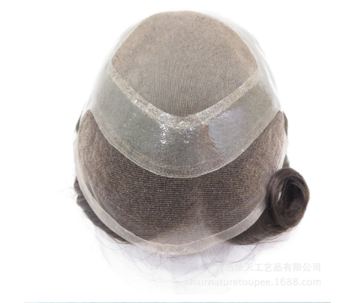 10 men real human hair toupee lace front wavy brown color hair