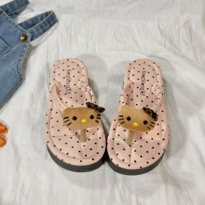 [Free Shipping] Korean-style kitten polka dot thick-soled flip-flops for women summer casual comfortable non-slip beach sandals for women