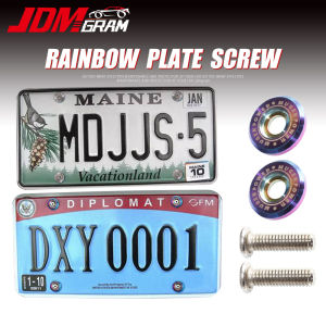 JDMGRAM Universal Car Plate Screw 2PCS Motorcycle License Bolt Nut Rear Front Alloy Auto Engine Motor Exterior Accessories
