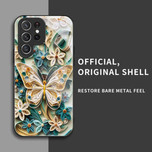 สำหรับ Samsung Galaxy S22 Ultra และ Samsung S22 Ultra 5G เคสศัพท์ป้องกันการตก ลายดอกไม้ผีเสื้อ บุคลิกภาพทันสมัย