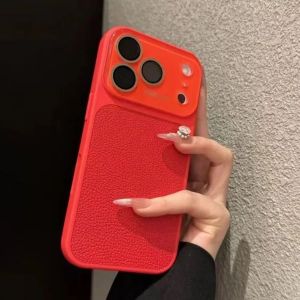 Luxury Crystal Lens Protect Leather Phone Case For iPhone 17 16 15 14 Pro Max 17Pro Large Window Shockproof Matte Full Cover