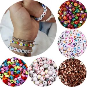 120Pcs Round Flat Acrylic Letter Beads Alphabet spacer Loose Beads For DIY Jewelry Making Finding Supplies Bracelet Accessories