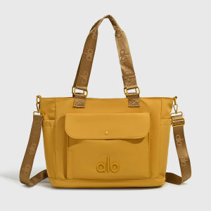 ALO Fashion Work Tote Bag Front Pocket Waterproof Daily Shoulder Bag Removable Wide Strap Yoga Shopping Handbag For Women