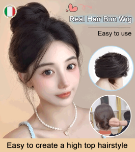 【100% Real Hair】Natural Fluffy Hair Bundles Wig Female Half Ball Real Hair Wig Ring Fluffy Natural Wig【【Rambut Palsu Gebu Asli Cincin Rambut Palsu Sanggul Rambut Lurus Anjal】Lazy Hair Accessories High Temperature Silk Hanfu Wig Flower Bag