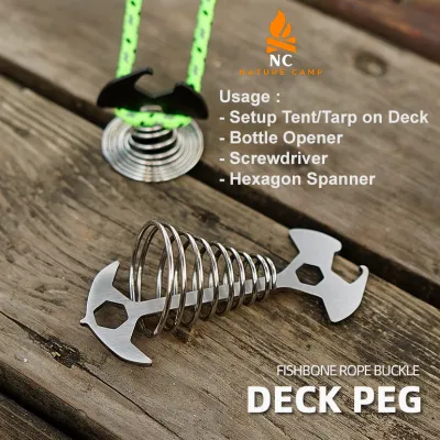 Nature Camp Fishbone Deck Peg Camping Peg Outdoor Camping Deck Carabiner Tarp Flysheet Pole