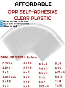100pcs OPP Plastic Bags with Adhesive Seal | Transparent Crystal-Clear Packaging No Airhole – Small Sizes