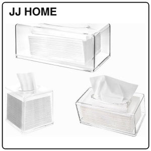 【JJ HOME】Transparent Square Acrylic Tissue Box Holder for Home Office Thickened PCTissueBox
