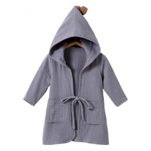 Cosy Cotton Kids Hooded Bathrobe Solid Color Comfortable Bath Towel Poncho Cloak for Bath Hour & Swimming Pool