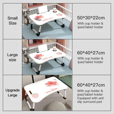 Foldable Laptop Table/mini Desk Study Table Portable Bed Table with cup Holder Folding Dinner Table
