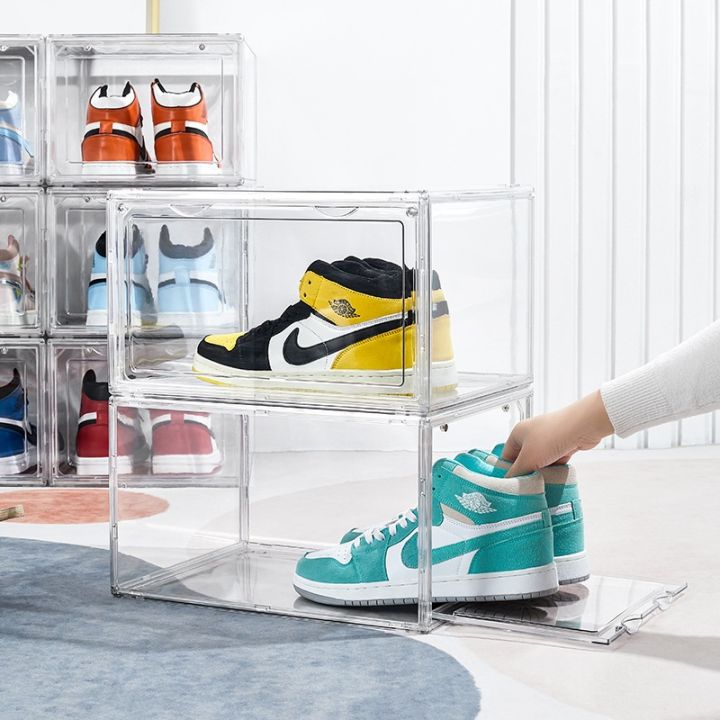 Magnetic Front Drop Acrylic Shoe Box Crystal Clear Magnetic Acrylic ...
