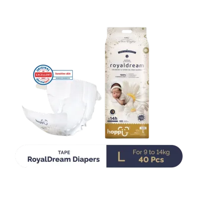 [CARTON DEAL] Hoppi RoyalDream Baby Diaper Pants / Tape M42/L38/XL32/XXL28 100% 7 Chemicals-Free*