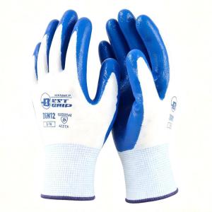 Nitrile Half Rubber Coated Safety Working Glove Wear Resistant Anti Abrasion Grip Breathable Elastic Wrist Cotton Liner Heavy Duty Construction Yard Farm Utility Sarung Tangan Nitrile Pelindung Tangan