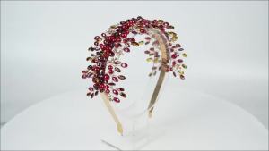 Rhinestone Pearl Black Wedding Headband Crown Red Crystal Bridal Headpiece Handmade Party Tiara Women Silver Hair Accessories