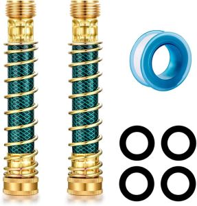 Garden Hose Extension Adapter Hose Kink Protector with Coil Spring Eliminates Hose Crimping and Straining at Faucets and Water Connections Creates Hose Flexibility 2 Pack (Coil Spring)