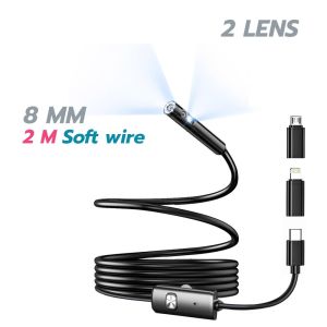 กล้องงู 2 เลนส์ 3IN1 Full HD 8mm สายยาว 2m / 10m Micro USB-TypeC-Lightning ใช้ได้กับสมาร์ทโฟนทุกร่น