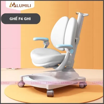 Ghế chống gù thông minh Lumili F4 mới có bánh xe xoay 360 khóa tự động ghế trẻ em chống gù chống cận điều chỉnh nâng hạ 3 chiều
