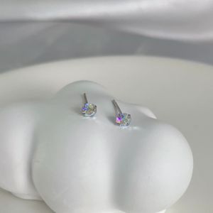 littlegirl gifts-Sweet four-claw colored diamond earrings