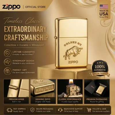 Zippo Genuine Western Cowboy - Gold Windproof Lighter LORIG200FB.25-0006