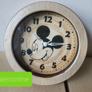 jam 8889 bulat meja karakter motif kayu