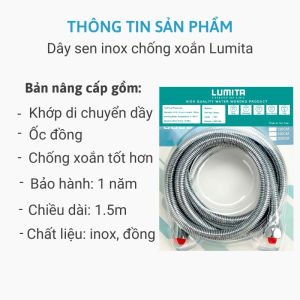Dây sen tắm inox 304 chống xoắn Luva dài 15m