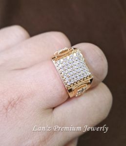 Cincin Pria Kelvinn Kristal Titanium 22K EmasPerak