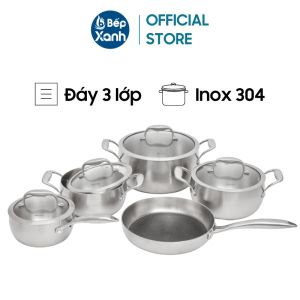 Bộ nồi inox cao cấp 3 lớp Malloca SA-2041 (9 món) - Đáy 3 lớp - Inox 304 bền bỉ  - Sử dụng trên tất cả các loại bếp