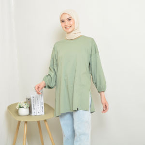 Beliya Top Ziggy Oversized Tangan Balon TerBest Seller Kaos Lengan Karet Polos Wanita Jumbo by Ziggy