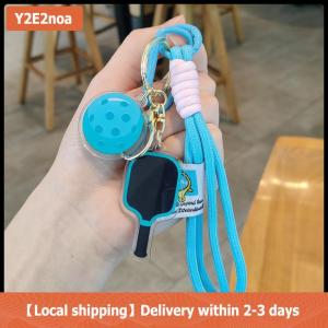 【Local shipping】 Creative Pickleball Racket Metal Keychain Colorful Hollow Ball Keychains Dink Ball Fans Party Gift Bag Pendant