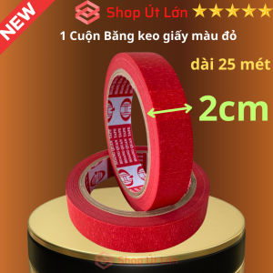 1 Cuộn băng keo giấy màu đỏ rộng 2cm dài 25 mét lõi giấy 3mm giá tại xưởng
